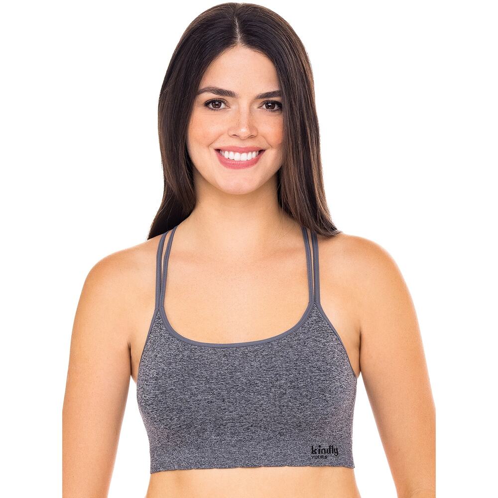 Kindly Yours Heathered Gray Strappy Athletic Sports Bra Women's Size 3XL - Picture 1 of 8